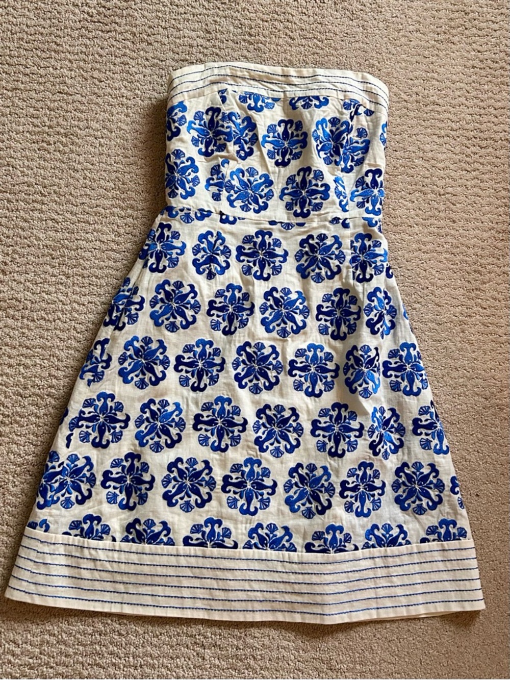 Lilly Pulitzer White Strapless Dress with Bright Blue Floral Accents